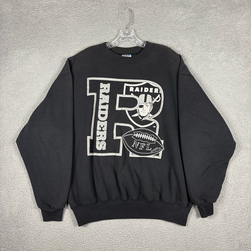Vtg Oakland Raiders Sweatshirt Men’s XL Black Faded Hanes USA Made Grunge